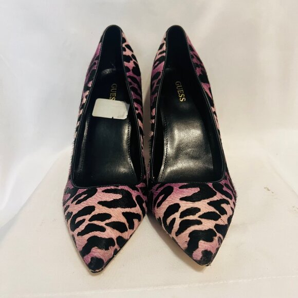 Guess Abagail Y2 Dark Purple/Black Real Calf Fur Animal Print Hide-Leather-Sz. 9 - Picture 5 of 16